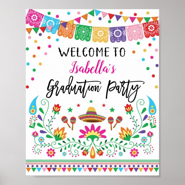 Floral Fiesta Graduation Party Welcome Sign (Front)