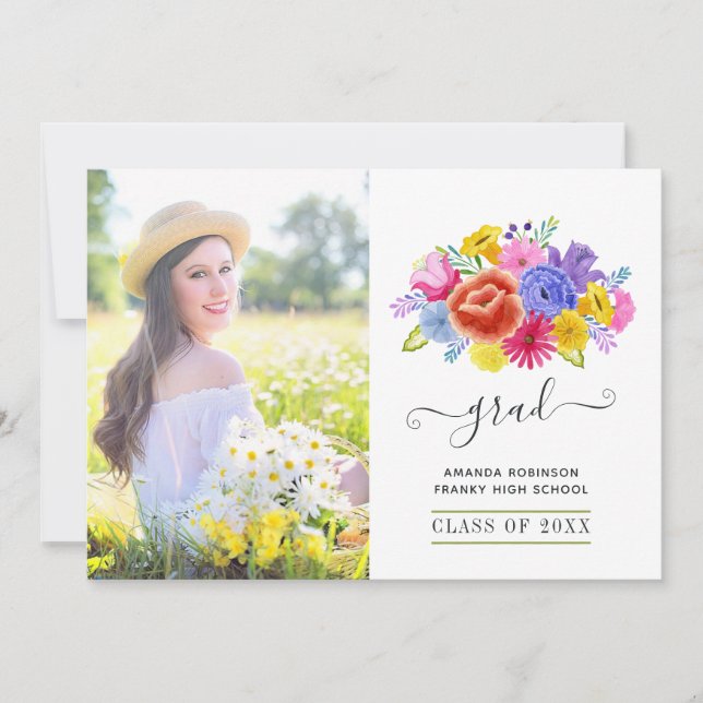 Floral Fiesta Graduation Photo Announcement (Front)