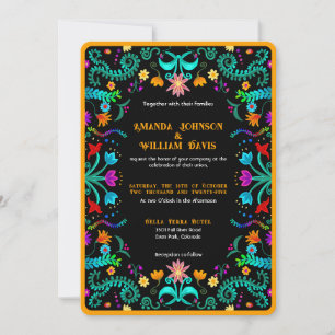 Floral Fiesta Mexican Folk Art Wedding Invitation
