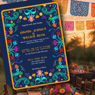 Floral Fiesta Mexican Folk Art Wedding Invitation
