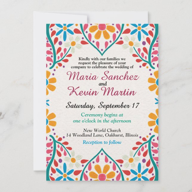 Floral Fiesta Spanish Wedding invitation (Front)