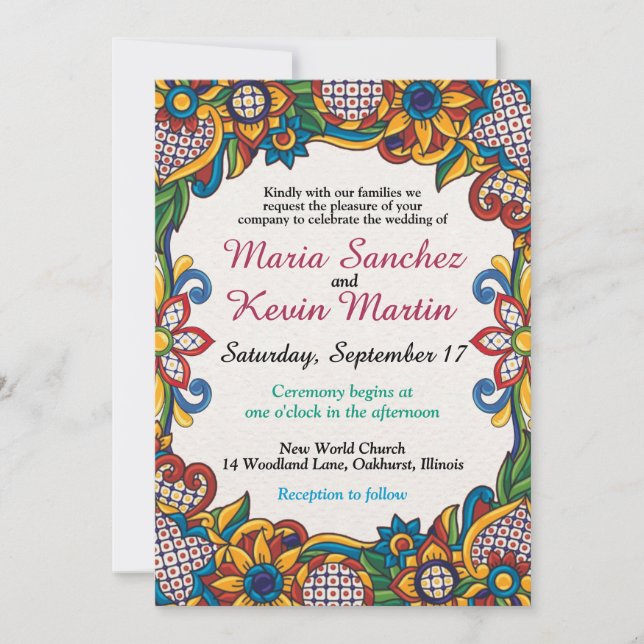 Floral Fiesta Spanish Wedding invitation (Front)