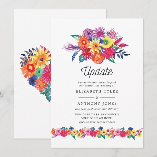 Floral Fiesta Wedding Update Invitation (Front/Back)