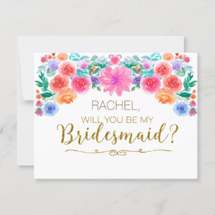 Floral Fiesta Will You Be My Bridesmaid Card