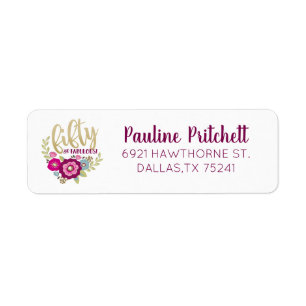 Floral Fifty Fabulous 50th Birthday Gold Script