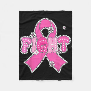 Floral Fight Pink Ribbon Fighter Breast Cancer Awa Fleece Blanket