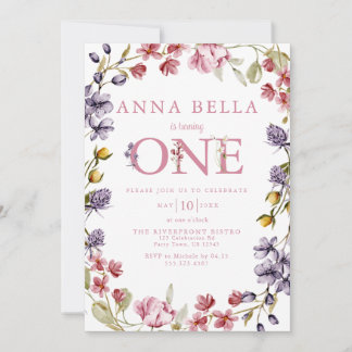 Floral First Birthday Invitation