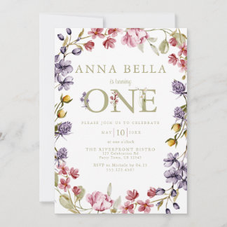 Floral First Birthday Invitation