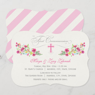 Floral     First Communion Invitations