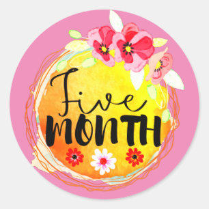 Floral Five Month Old Baby Milestone Label