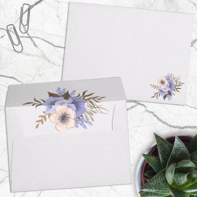 Floral Five Petal Wild Roses Front and Inside Envelope (Creator Uploaded)