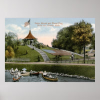 Floral Flag, Belle Isle Park, Detroit 1915 Vintage