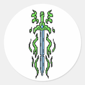 Floral Flame Longsword Fantasy Weapon Art Classic Round Sticker