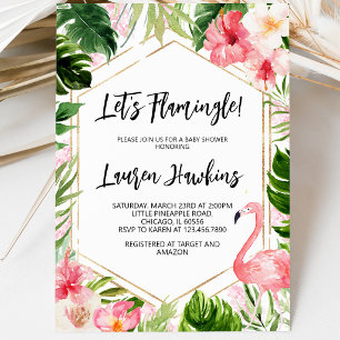 Floral Flamingo Baby Shower Invitation