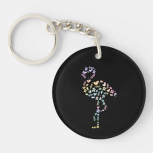Floral Flamingo Cute Animal Aesthetic Lover Gift Key Ring