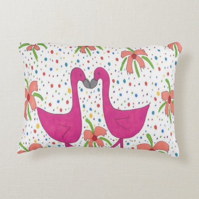 Floral Flamingo Fiesta Decorative Cushion (Back)