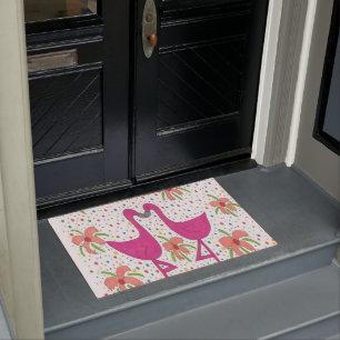 Floral Flamingo Fiesta  Doormat