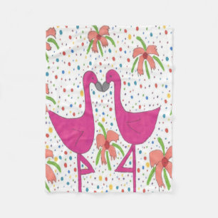 Floral Flamingo Fiesta Fleece Blanket