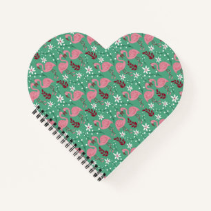 Floral flamingo seamless pattern pink green notebook