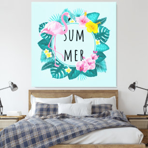 Floral Flamingo Summer Bliss  Canvas Print