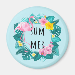 Floral Flamingo Summer Bliss Magnet