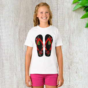 Floral Flip Flops Girls T-Shirt