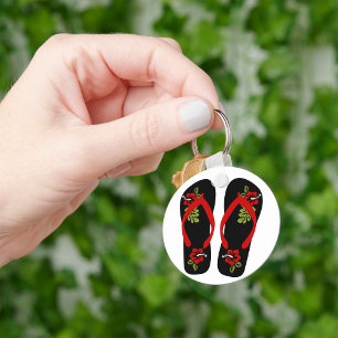 Floral Flip Flops Keychain
