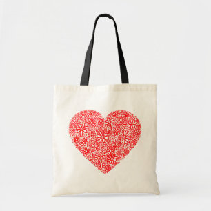 Floral Flocked Tote Bag