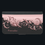 Floral Florid Pink Rose Metallic on Black Samsung Galaxy S5 Wallet Case<br><div class="desc">Wallet Cases. Featured in a pretty rose florid floral faux metallic design on black background with DIY Text. ⭐This Product is 100% Customisable. Graphics and / or text can be deleted, moved, resized, changed around, rotated, etc... 99% of my designs in my store are done in layers. This makes it...</div>
