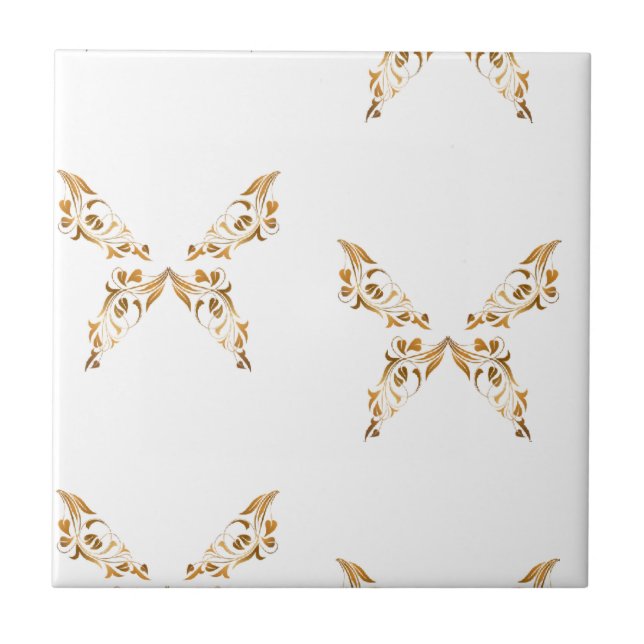 Floral flourish butterflies tile (Front)