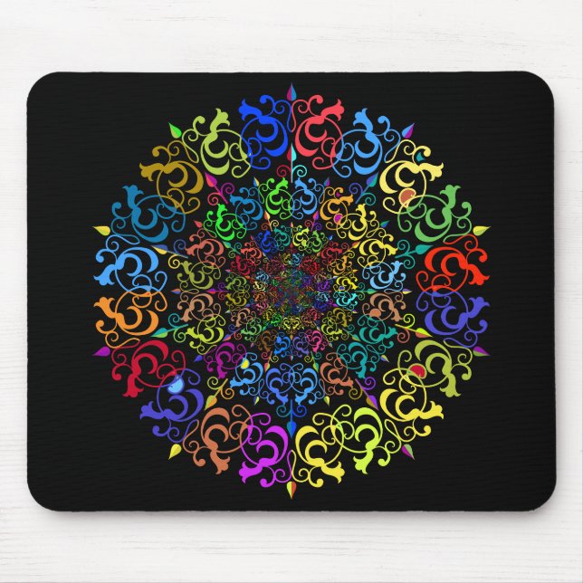 Floral Flourish Vortex Polyprismatic Mouse Mat (Front)