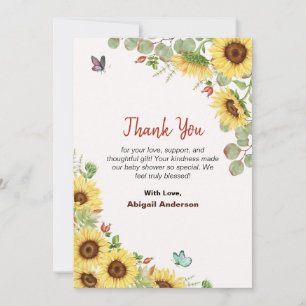 Floral Flower Baby Shower Thank You Flat Cards