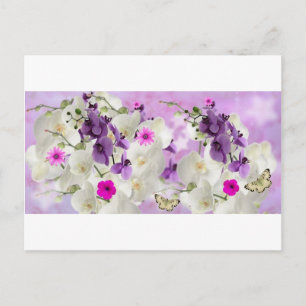 floral flower blossoms vines orchids plant bloom postcard