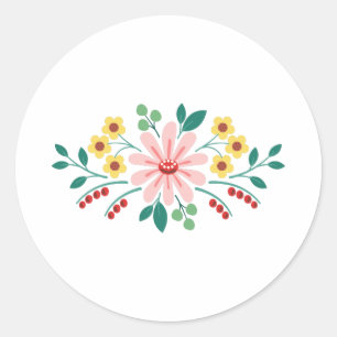 Floral Flower Border Classic Round Sticker