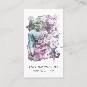 *~* Floral Flower Buddha Meditation . QR  Business Card