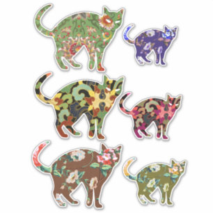 Floral Flower Cat Cutouts Animal Art