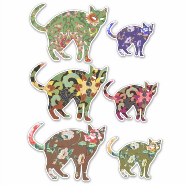 Floral Flower Cat Cutouts Animal Art (Front)