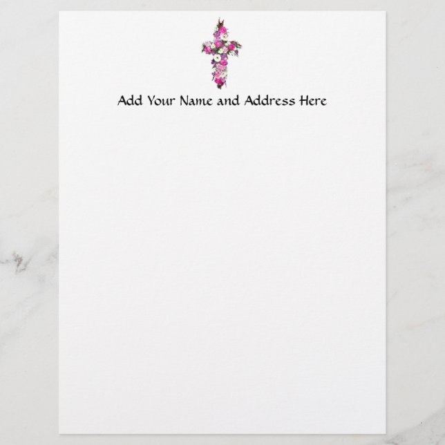 Floral/Flower Cross Customised Letterhead (Front)