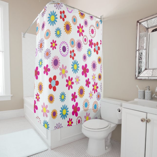 Floral Flower Design Shower Curtain (In Situ)