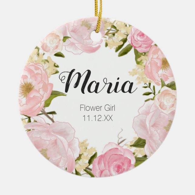 Floral Flower Girl Christmas Ornament (Front)