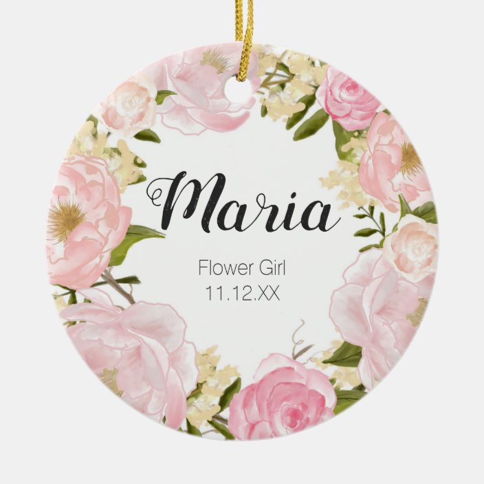 Floral Flower Girl Christmas Ornament Zazzle.co.uk