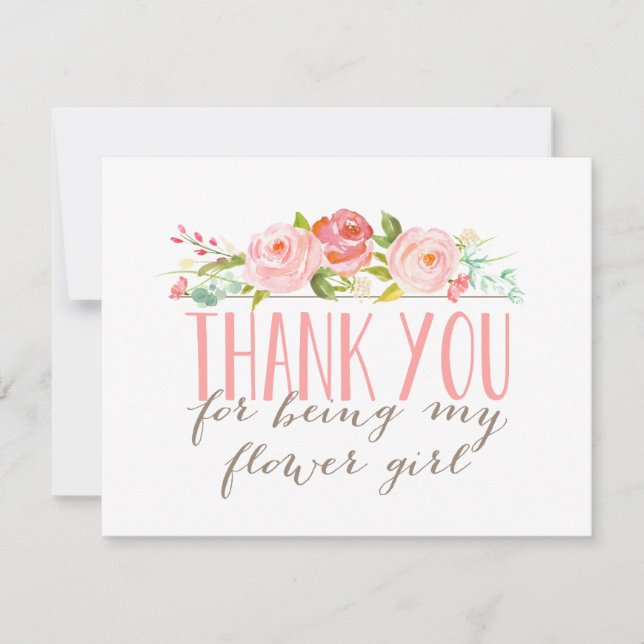 Floral Flower Girl Thank You Card (Front)