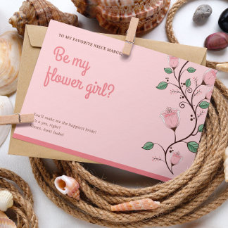 Floral Flower Girl Wedding Card