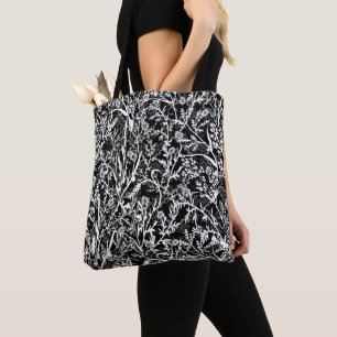 Floral Flower Grayscale  Tote Bag