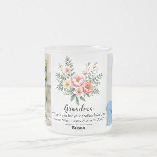 Floral Flower Mother's Day Granma Gift Combo Frosted Glass Coffee Mug
