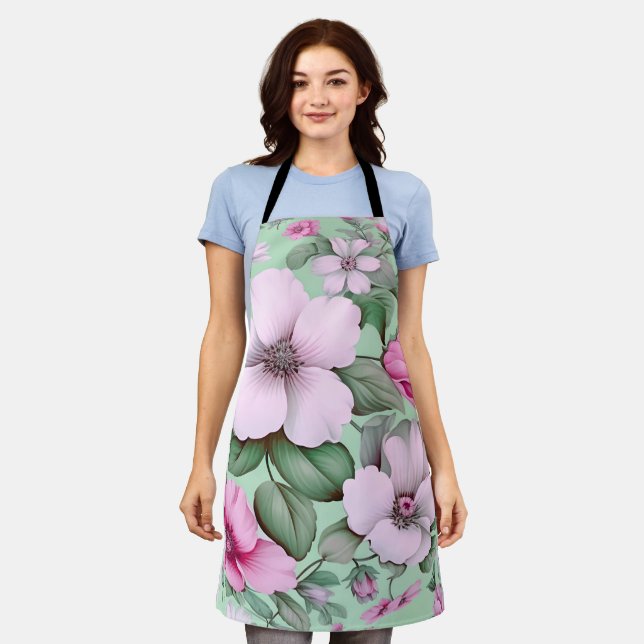 Floral Flower Pastel Colour Garden Nature Lover Apron (Worn)