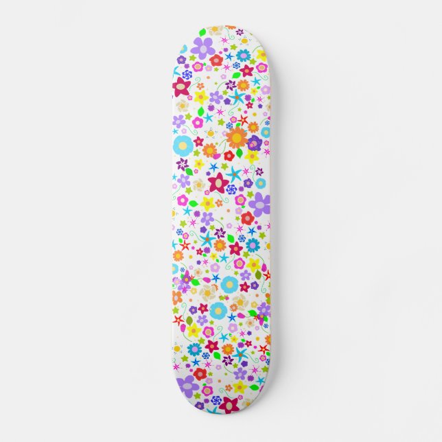Floral flower pattern Girls Skateboard (Front)