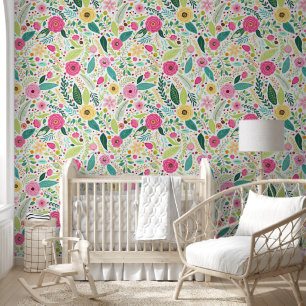 Floral flower pattern white colour peel and stick wallpaper