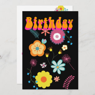Floral Flower Power Colourful Birthday Invitation