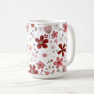 Floral flower Red Pink pattern Coffee Mug